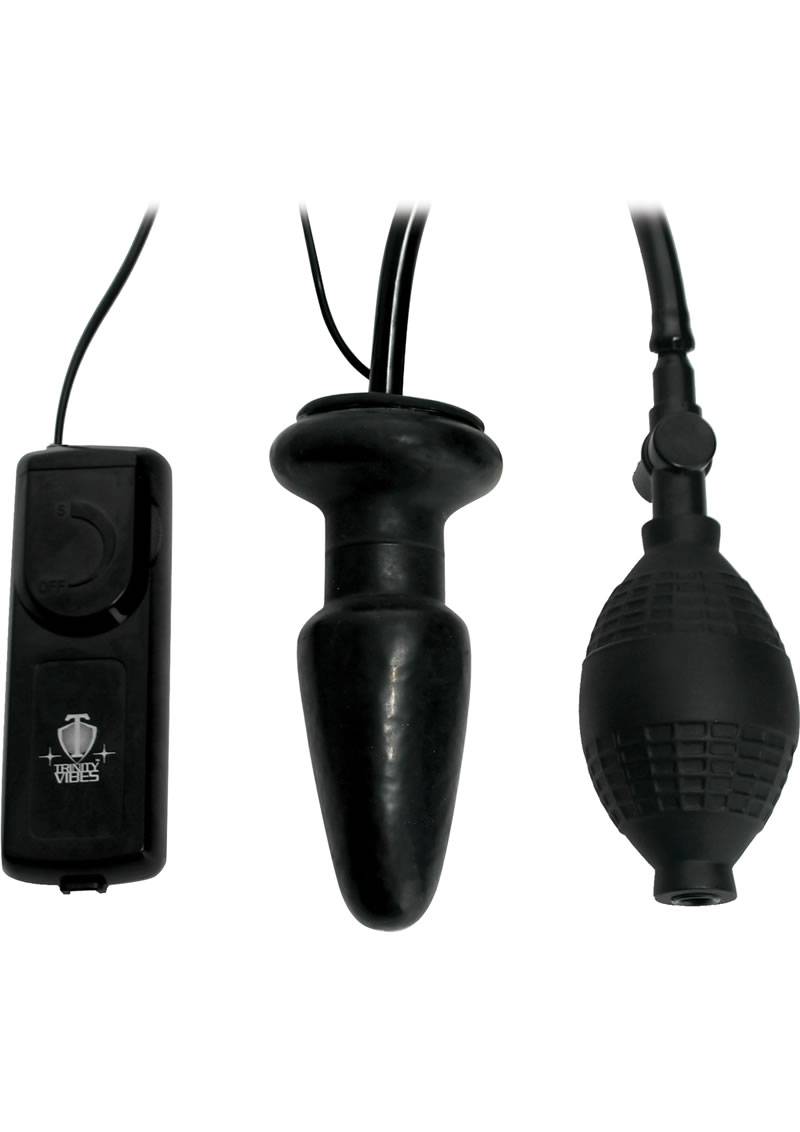 Trinity Vibes Vibrating Inflatable Anal Plug Black Inch Feel The