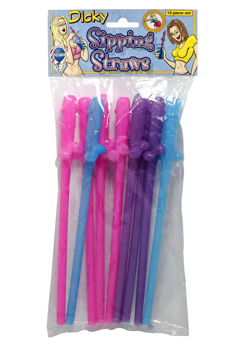 Bachelorette Party Favors Dicky Sipping Straws Assorted 10 Each Per Pack