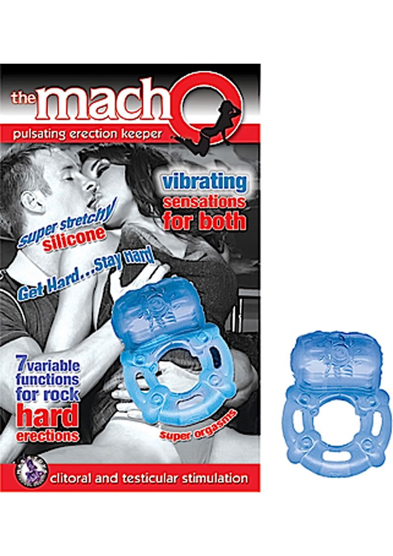 The Macho Erection Keeper 7 Function Vibrating Cockring Blue