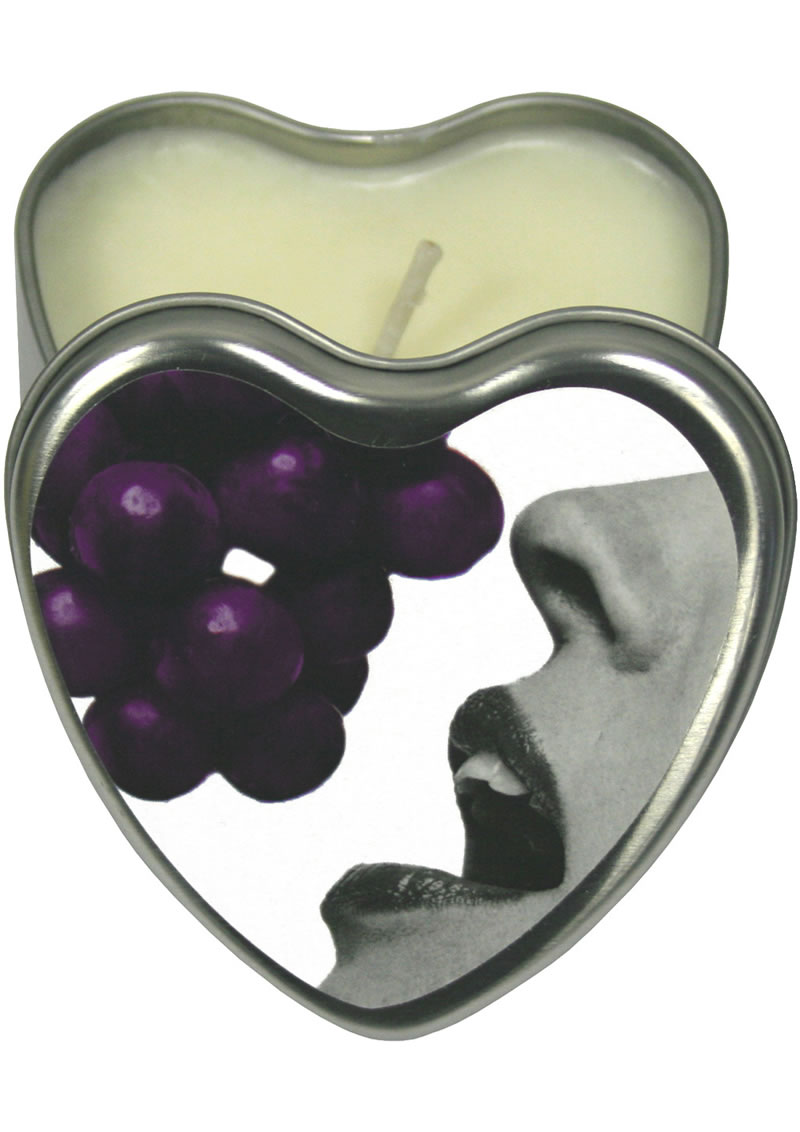 Edible Candle Heart Massage Oil Candle Grape 4 Ounce