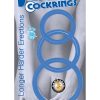 Super Silicone Cockrings Set Of 3 Rings Waterproof Blue