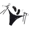 Little Black Panty Thong With Ties Remote Control Waterproof