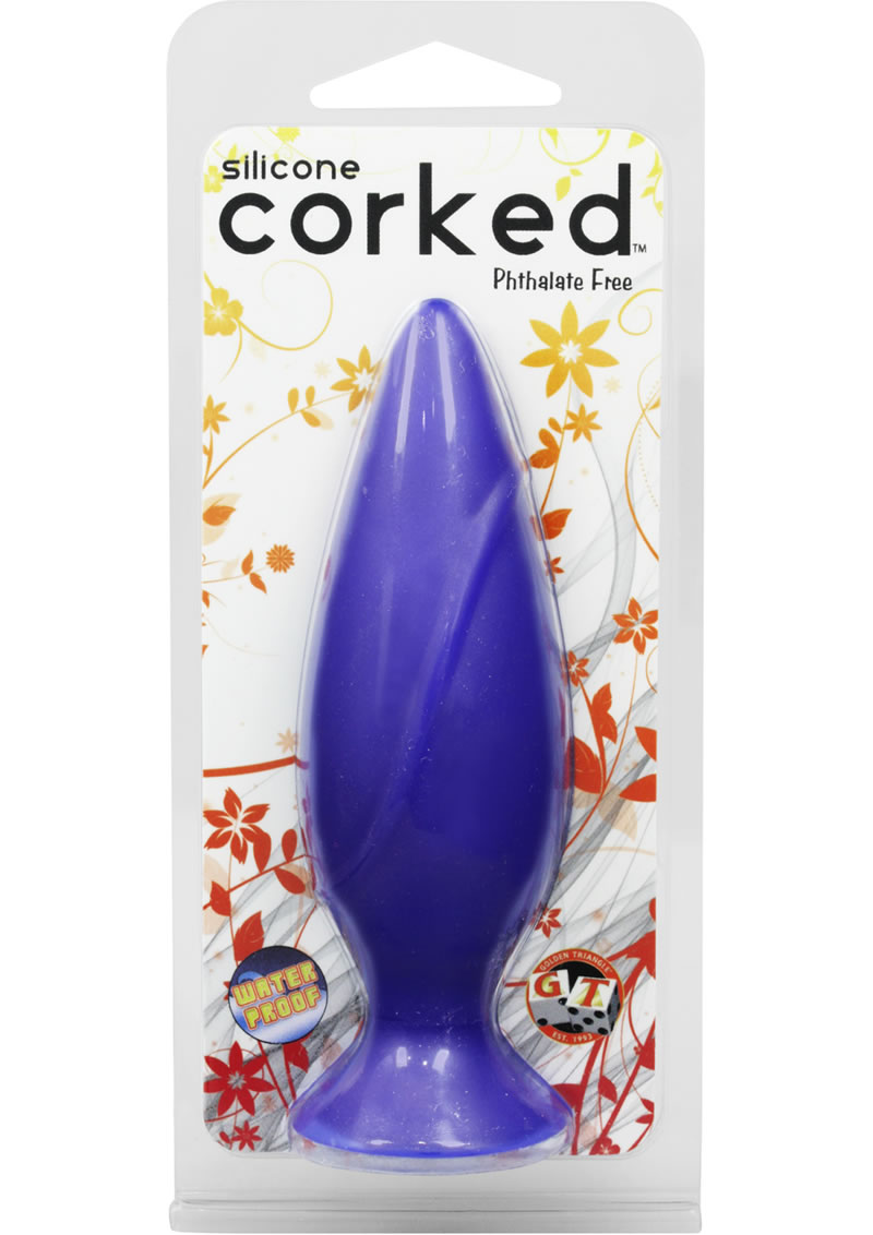 Corked Silicone Anal Plug Waterproof Small Blue