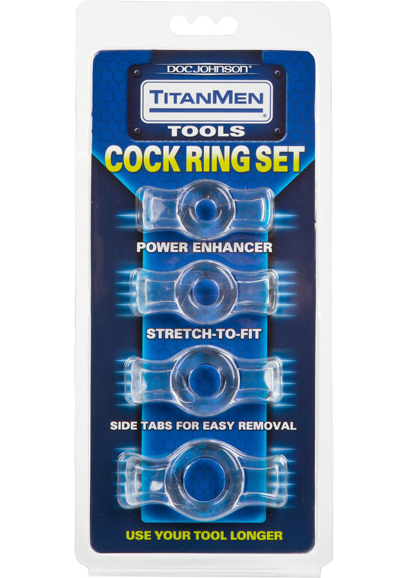 TitanMen Tools Cock Ring Set Clear 4 Each Per Set