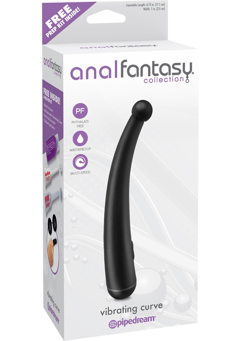 Anal Fantasy Collection Vibrating Curve Probe Waterproof Black 6.75 Inch