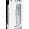 Icicles No 63 Textured Glass Dildo With Balls Clear 8.5 Inch