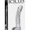 Icicles No 61 Textured Glass Dildo With Balls Clear 5 Inch