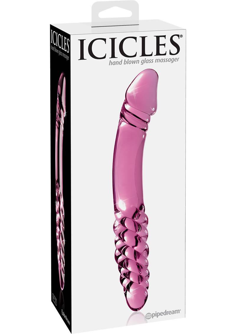 Icicles No 57 Double-Sided Glass Massager Pink 9 Inch