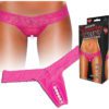 Hustler Toys Crotchless Stimulating Panties Thong With Pearl Pleasure Beads Pink Medium/Large