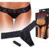 Hustler Toys Vibrating Panties Lace Thong With Hidden Vibe Pocket Black Medium/Large