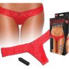 Hustler Toys Vibrating Panties Lace Thong With Hidden Vibe Pocket Red Small/Medium