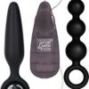 Booty Call Booty Vibro Kit Silicone Wired Remote Control Anal Probes Black 2Each