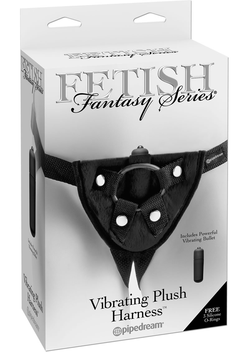Fetish Fantasy Vibrating Plush Harness Adjustable Black