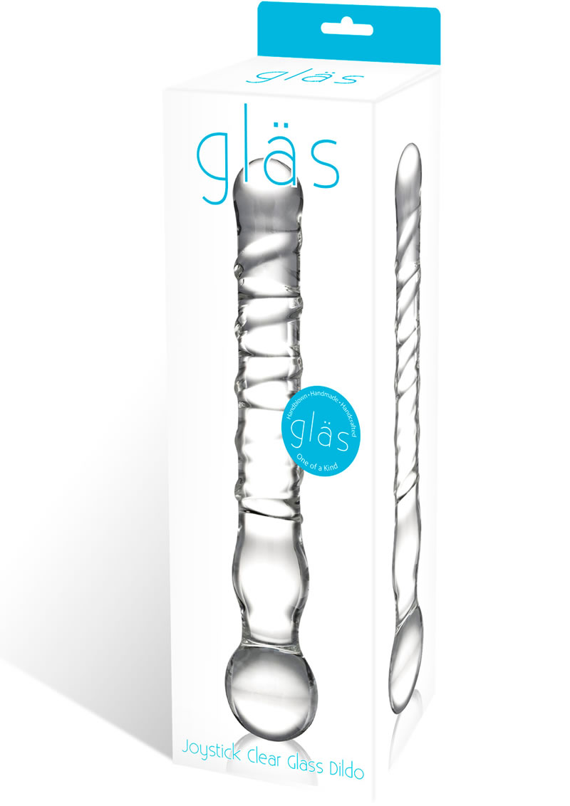 Joystick Textured Glass Dildo Clear