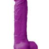 Colours Pleasures Realistic Silicone Dong With Balls Purple 8 Inch