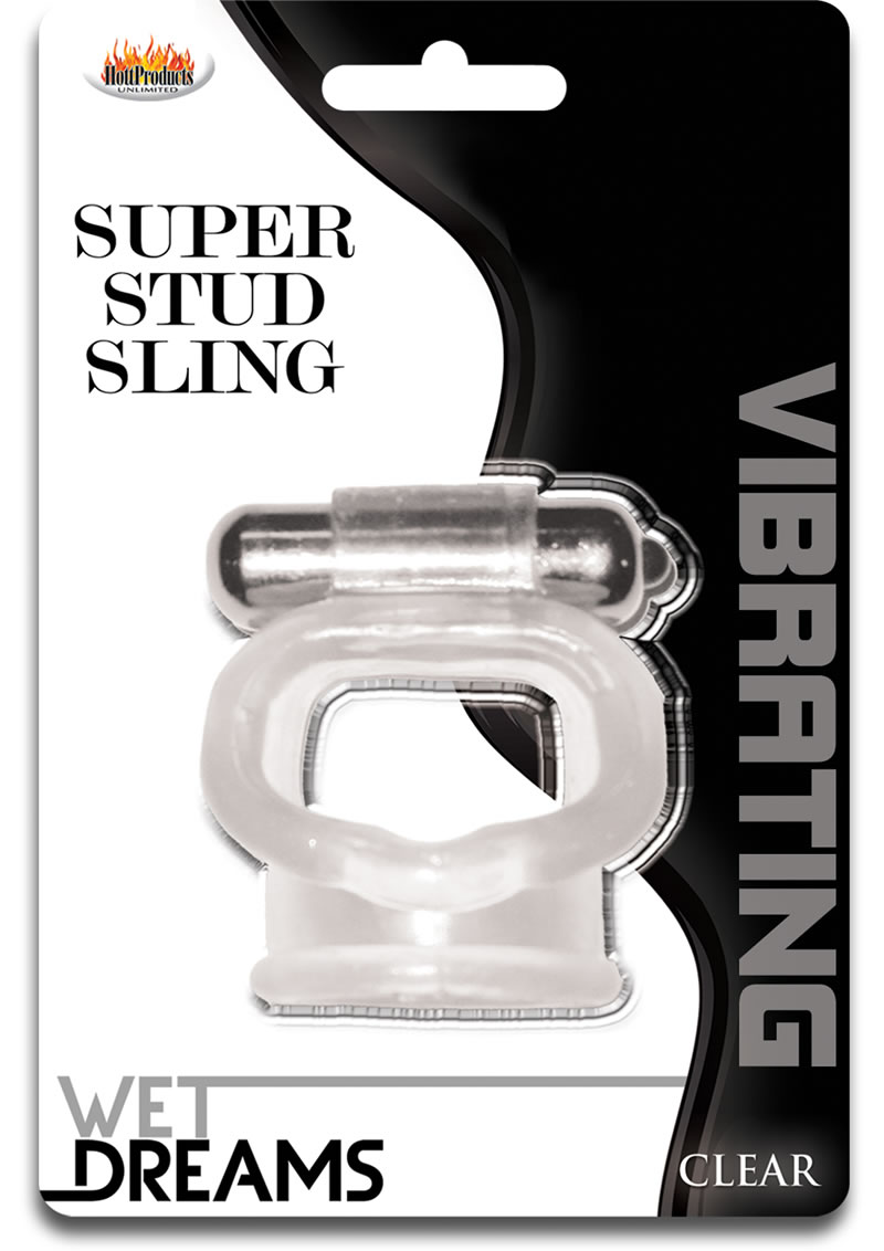 Wet Dreams Vibrating Super Stud Sling Silicone Cockring Waterproof Clear