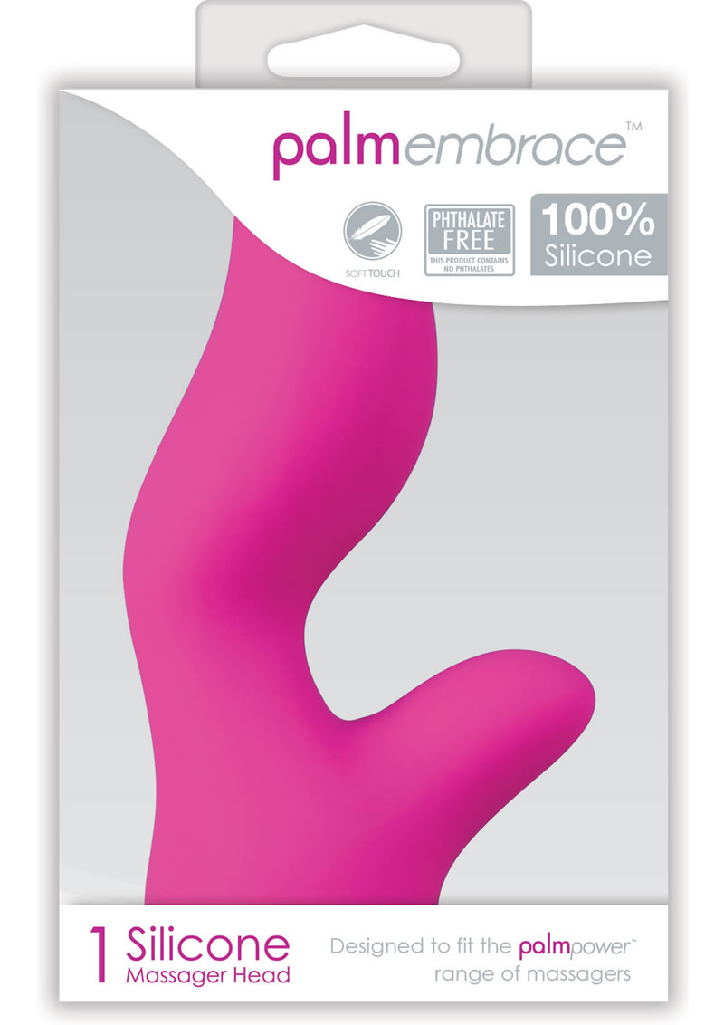 Palm Embrace Silicone Massager Head With Clit Stimulator Pink