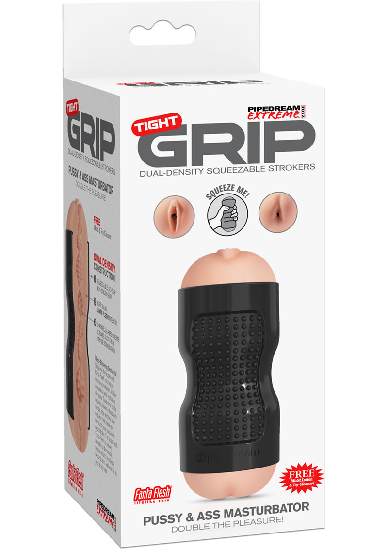 Pipedream Extreme Tight Grip Dual Density Squeezable Pussy and Ass Masturbator Black