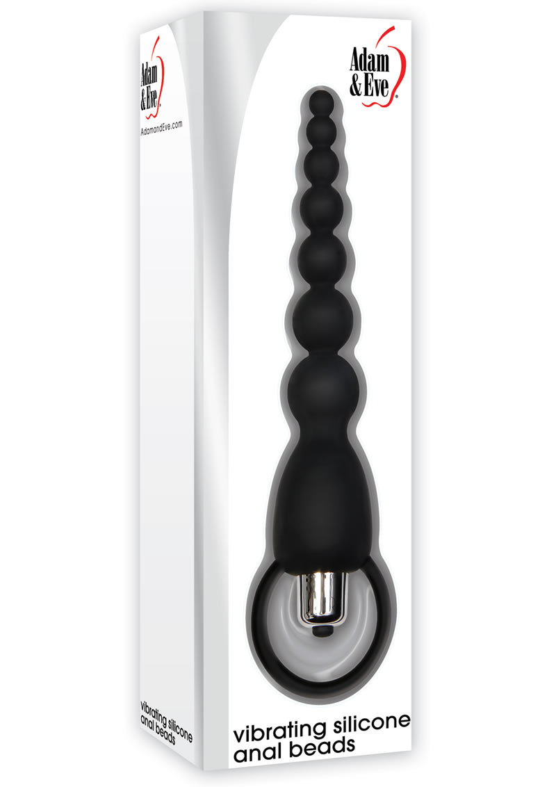 Adam and Eve Vibrating Silicone Anal Beads Waterproof Black 7.75 Inch