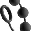 Tom Of Finland Silicone Cock Ring With 3 Weighted Anal Balls Black 12 Inch