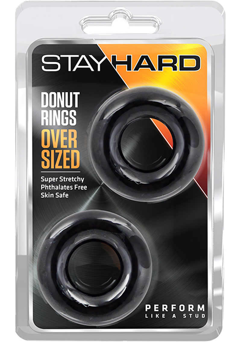 Stay Hard Donut Rings Oversized Cockrings Black 2 Each Per Pack