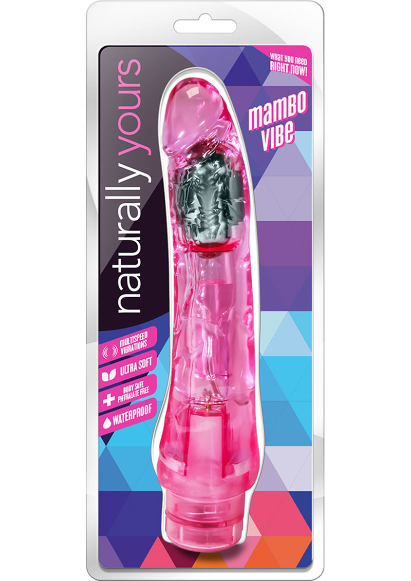 Naturally Yours Mambo Vibe Jelly Realistic Vibrator Waterproof Pink 9 Inch