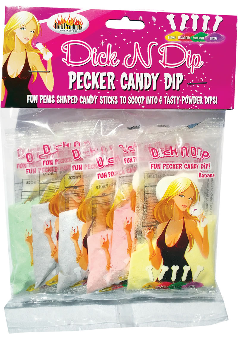 Dick N Dip Pecker Candy Dip Assort Flavors 8 Packs Per Bag