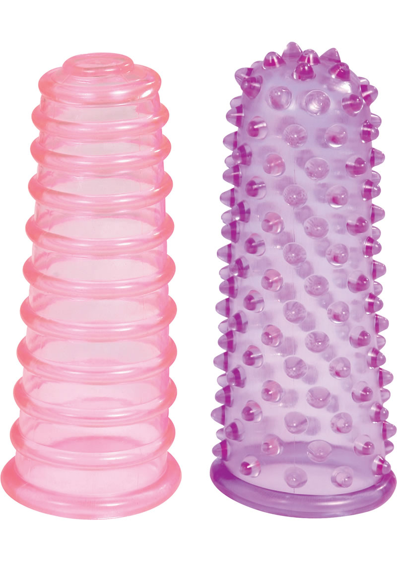 Kinx Lust Finger Textured Sleeves Pink / Purple 2 Each Per Box 3.25 Inch