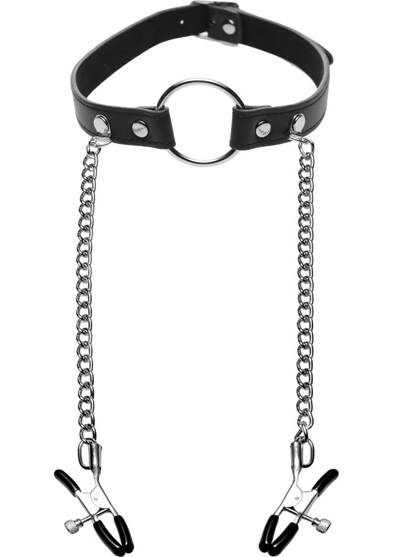 Master Series Sieze O Ring Gag And Nipple Clamps Metal 23 Inch