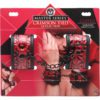 Master Series Embossed Wrist Cuffs With Chain Red 8 Inches