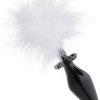 Frisky Fluffer Bunny Tail Glass Anal Plug Black White Fur 3 Inches