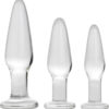 Prisms Dosha Glass Anal Plugs Clear 3 Each Per Kit