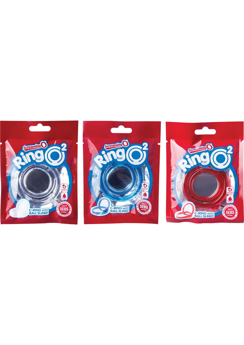 Ring O 2 Cockring With Ball Sling Assorted Colors 18 Each Per Box
