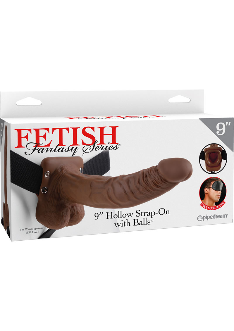 Fetish Fantasy Series Vibrating Hollow Strap On With Balls Brown 9 Inch