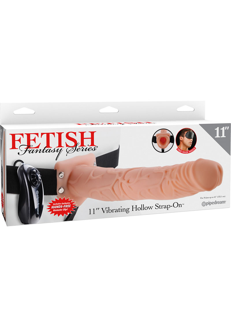 Fetish Fantasy Series Vibrating Hollow Strap-On Wired Control Flesh 11 Inch