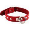 Rouge O Ring Studded Leather Collar Red