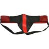 Rouge Leather Jock Strap With Stripes Red And Black Large