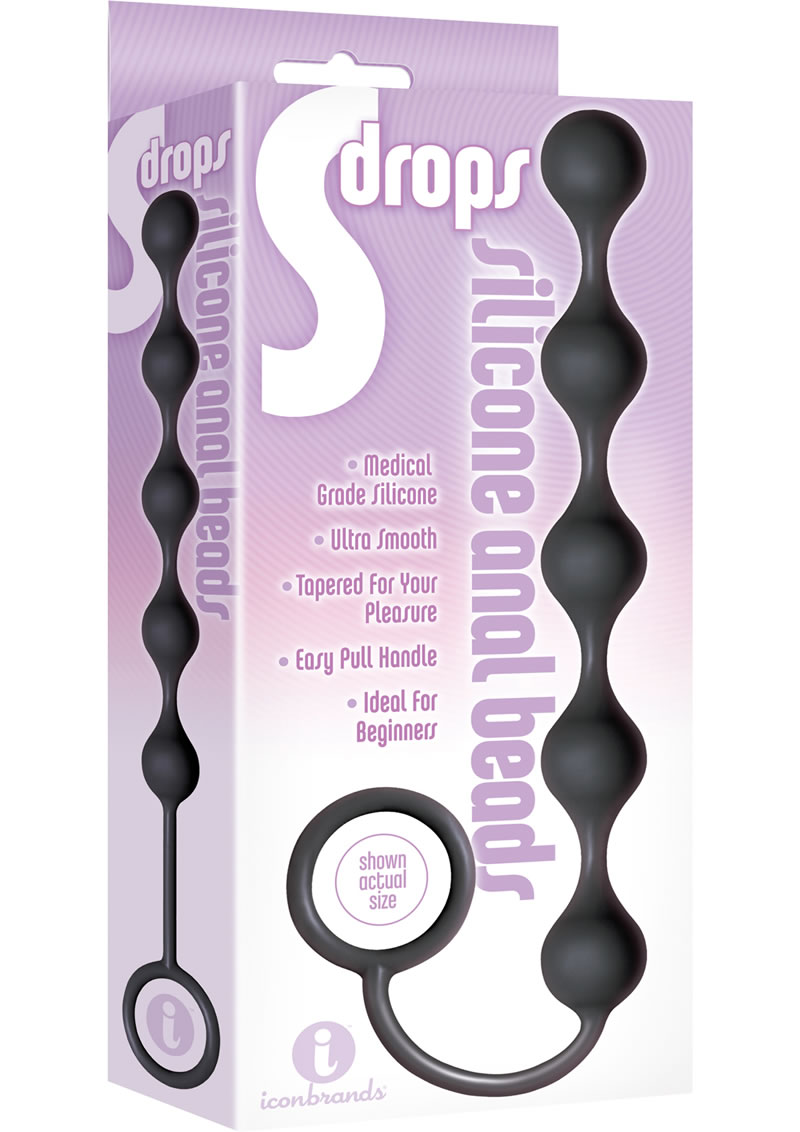 Drops Silicone Anal Beads Black
