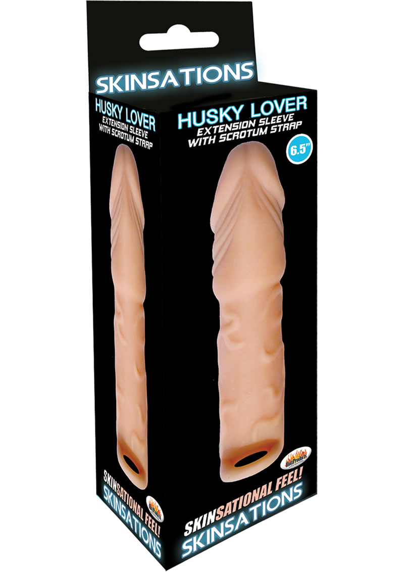 Skinsations Husky Lover Extension Sleeve With Scrotum Strap Flesh 6.5 Inch