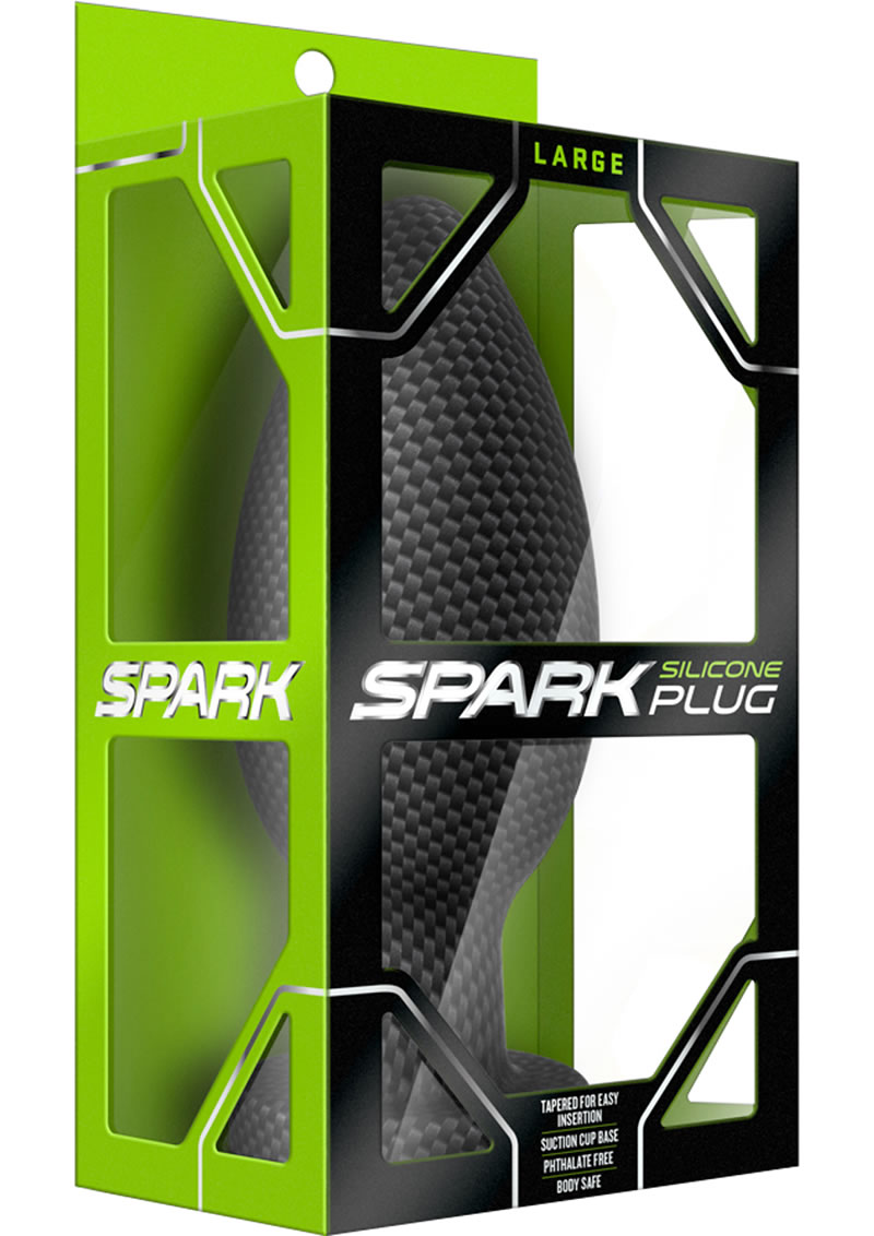 Spark Silicone Anal Plug Large Black 6.5 Inch