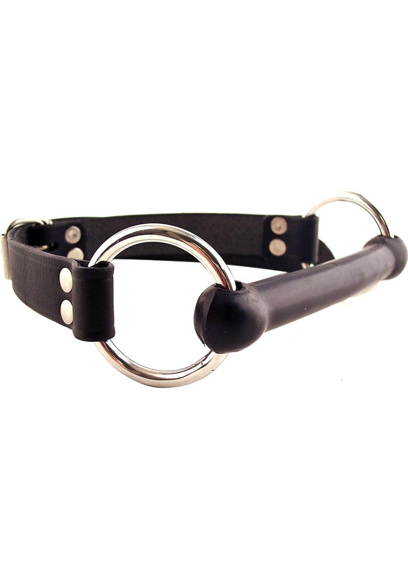Rouge O Ring Rod Gag Leather And Metal And Rubber Black