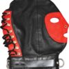 Rouge Mask With D Ring And Lock Strap Leather And Metal Black And Red