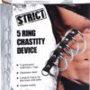 Strict 5 Ring Chastity Device Leather And Metal Black