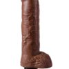 King Cock Vibrating Realistic Dildo With Balls Waterproof Brown 10 Inch