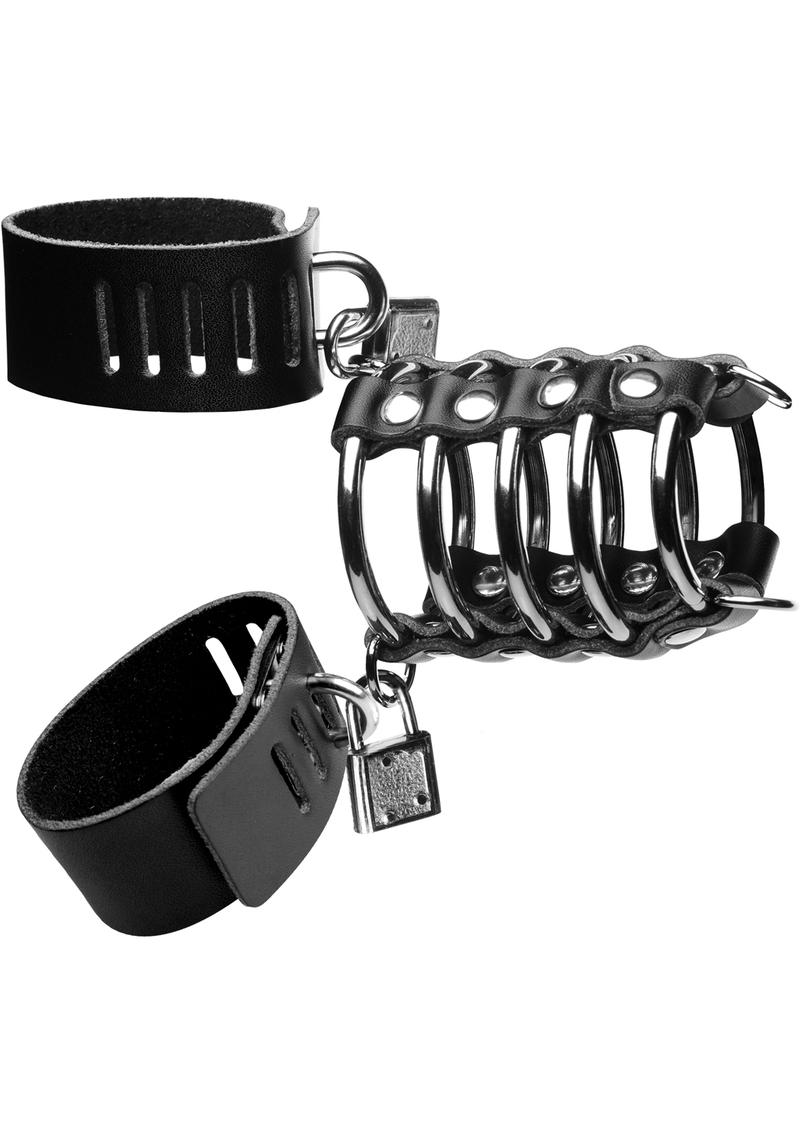 Strict 5 Ring Chastity Device With Cock And Ball Strap Metal