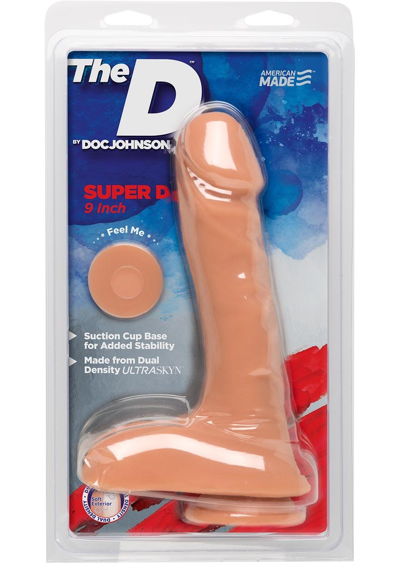 The D Super D Dual Density Ultraskin Realistic Dong With Balls Vanilla 9 Inch