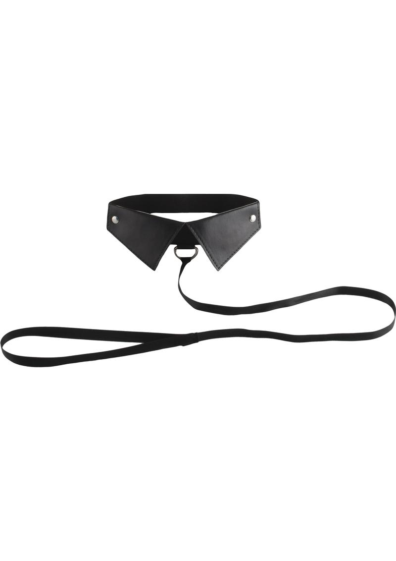 Ouch! Classic Collar With Leash Black