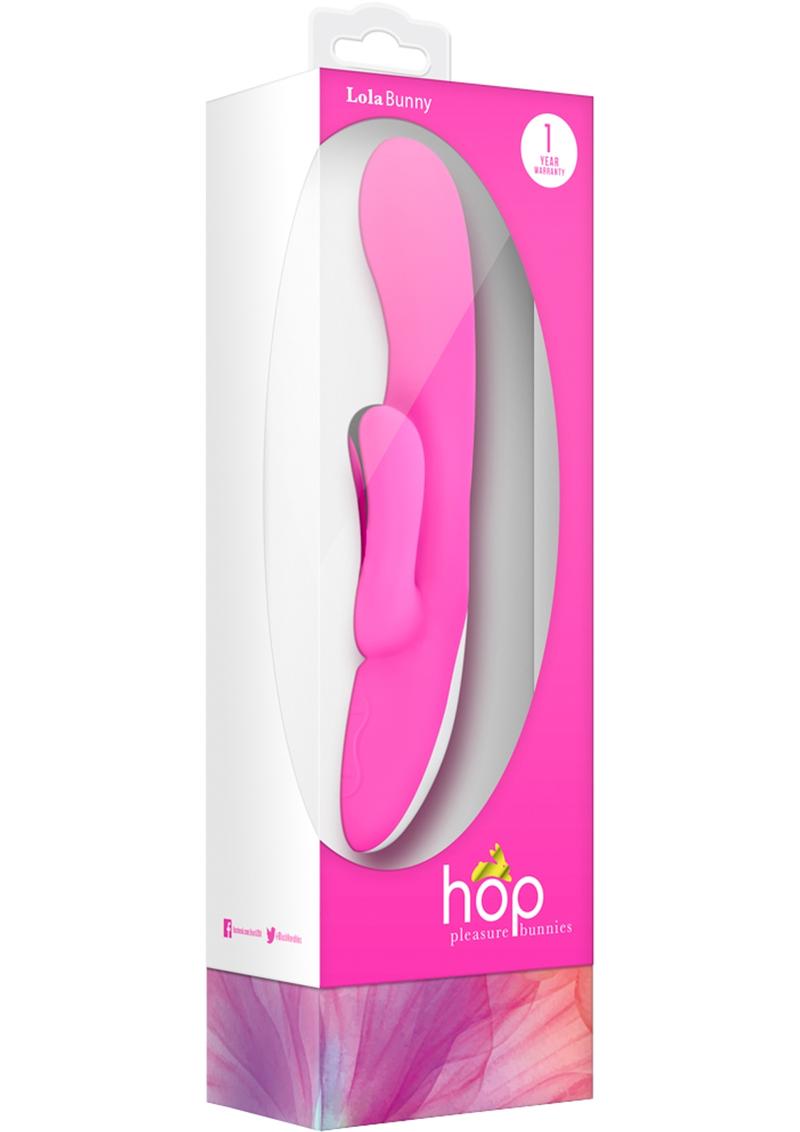 Hop Pleasure Bunnies Lola Bunny Silicone Waterproof Vibe Hot Pink 7 Inch