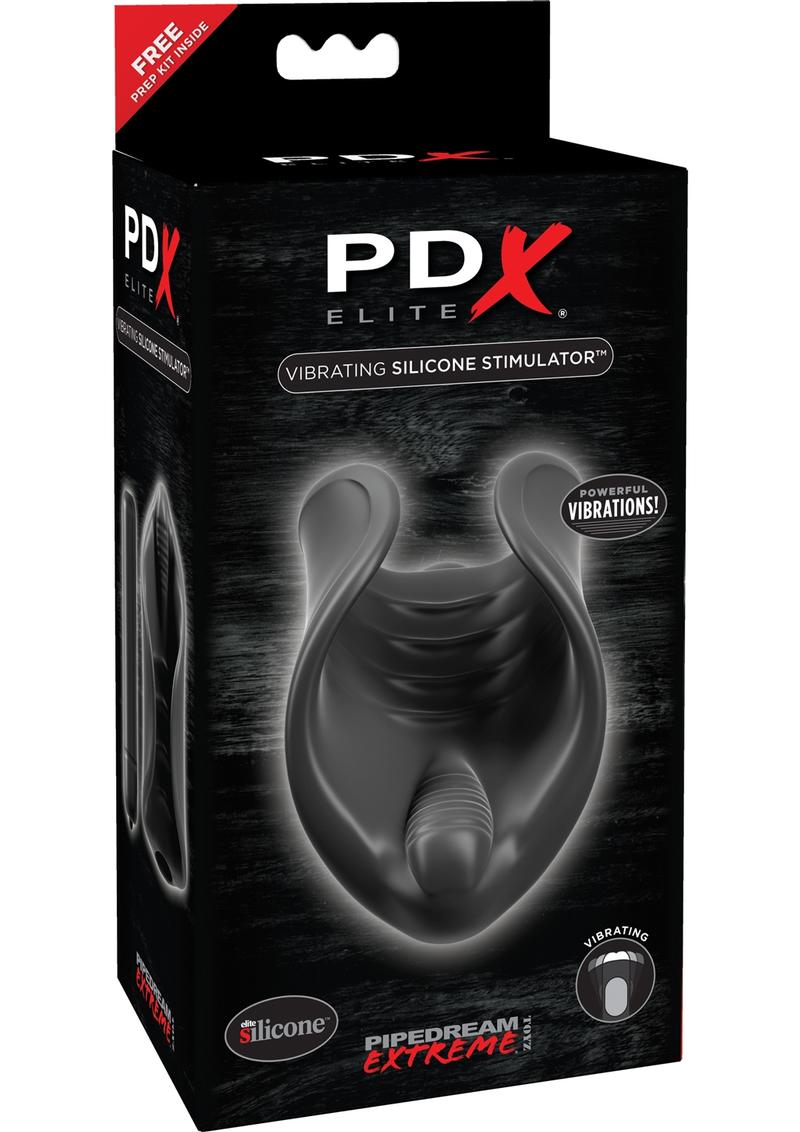 PDX Elite Vibrating Silicone Stimulator Stroker Black