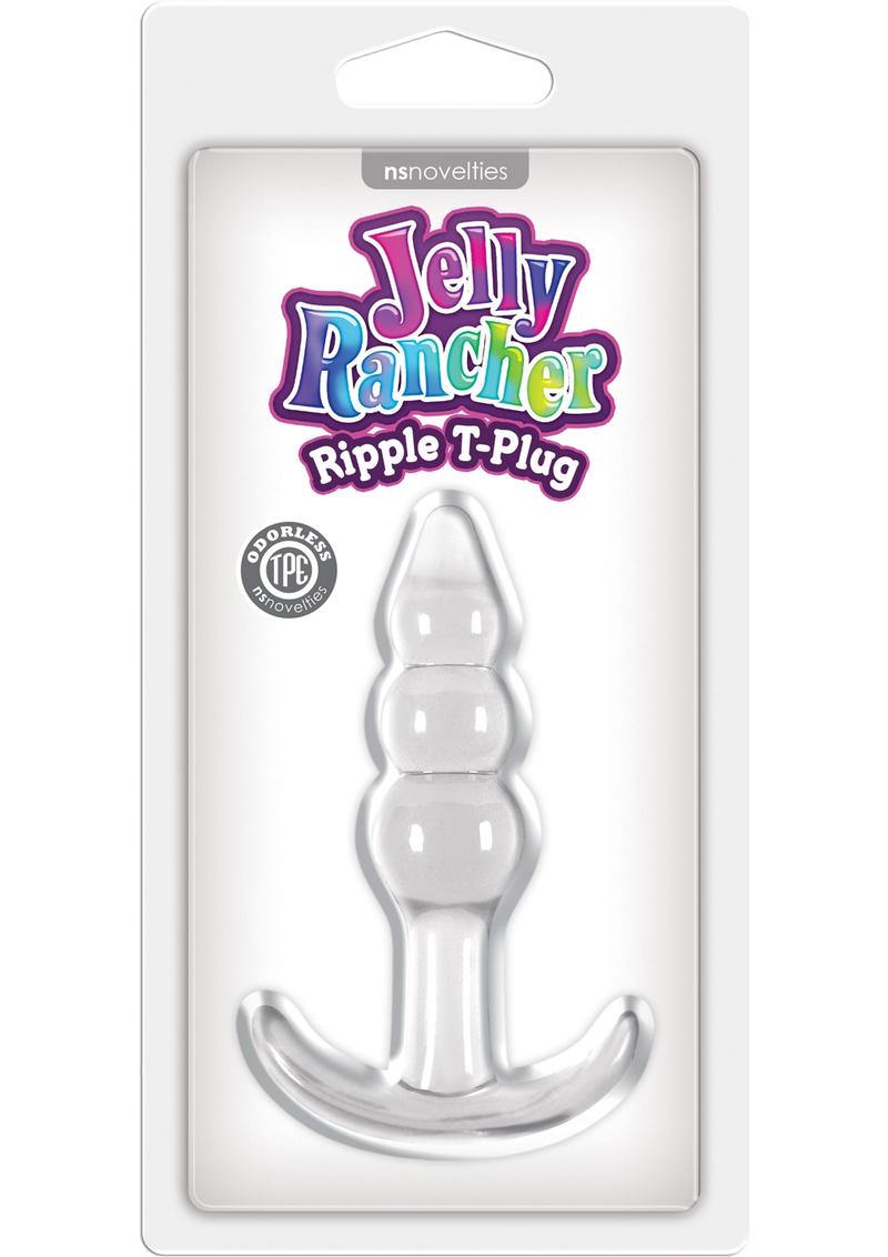 Jelly Rancher T Plug Ripple Clear 4.3 Inch